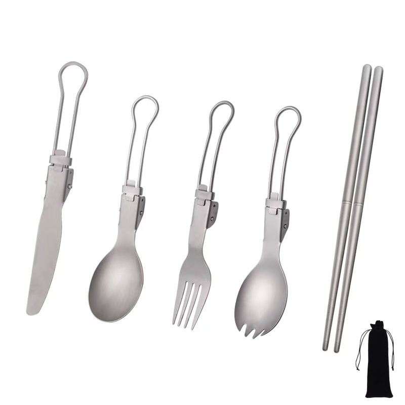 Weaning Spoon Set - Титановый складной набор столовых приборов с
